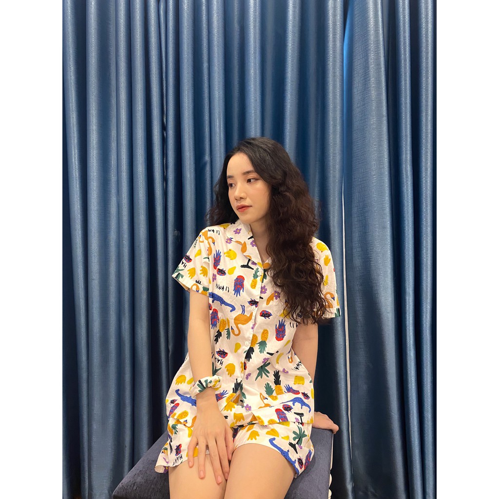 [FREESHIP] Pijama bộ ngủ chất thô họa tiết hawaii mềm mát