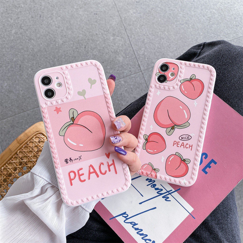 Ốp Điện Thoại Silicon Mềm Họa Tiết Quả Đào Hoạt Hình Cho IPhone SE 2020 12 11 Pro Max X Xr Xs Max 8 7 6 6s Plus