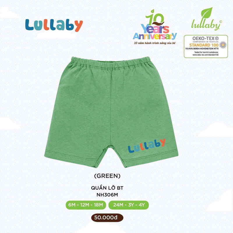 [NH306M] Quần cộc bé trai Lullaby cotton (6M- 4Y)