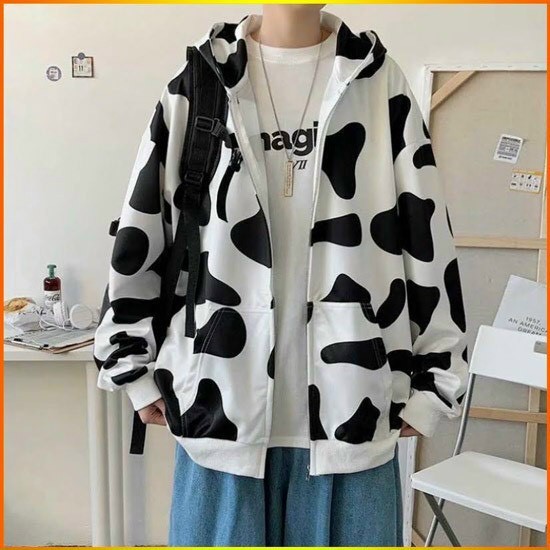 Áo Khoác Nỉ Bò Sữa Hoodie Nam Nữ Có Khoá Kéo