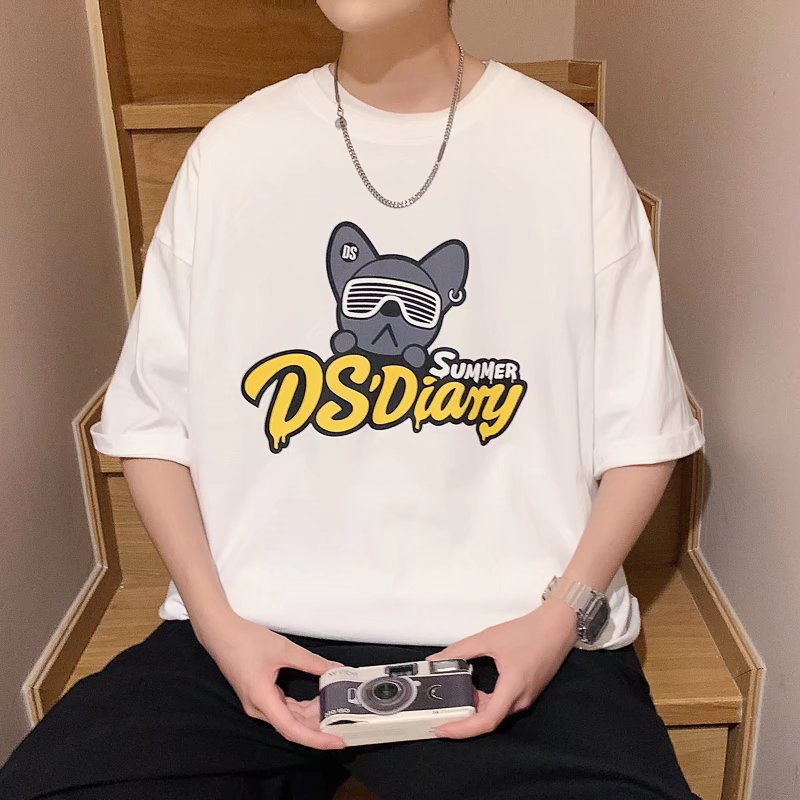 Áo Thun Tay Ngắn Dáng Rộng In Chữ Phong Cách Nhật Bản Thời Trang Mùa Hè Cho Nam Size M-8XL