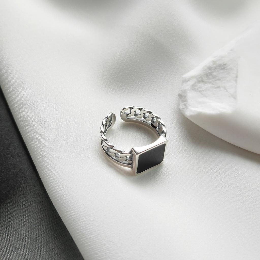 Nhẫn hở đính đá phong cách retro hiphop có thể điều chỉnh thời trang cá tính