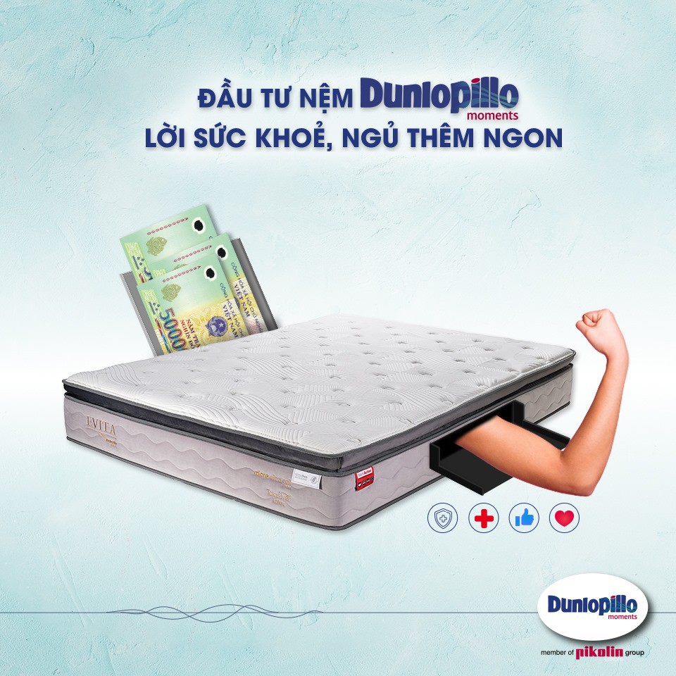 [Mã LIFEBKA5 giảm 10% tối đa 1 Triệu đơn 500k] Nệm lò xo túi siêu nhỏ Evita Micro Ultra Pocket Dunlopillo