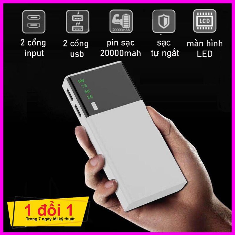 Sạc dự phòng 20000mAh 2 Cổng Hỗ Trợ Sạc Nhanh ( Bảo Hành 12 Tháng )