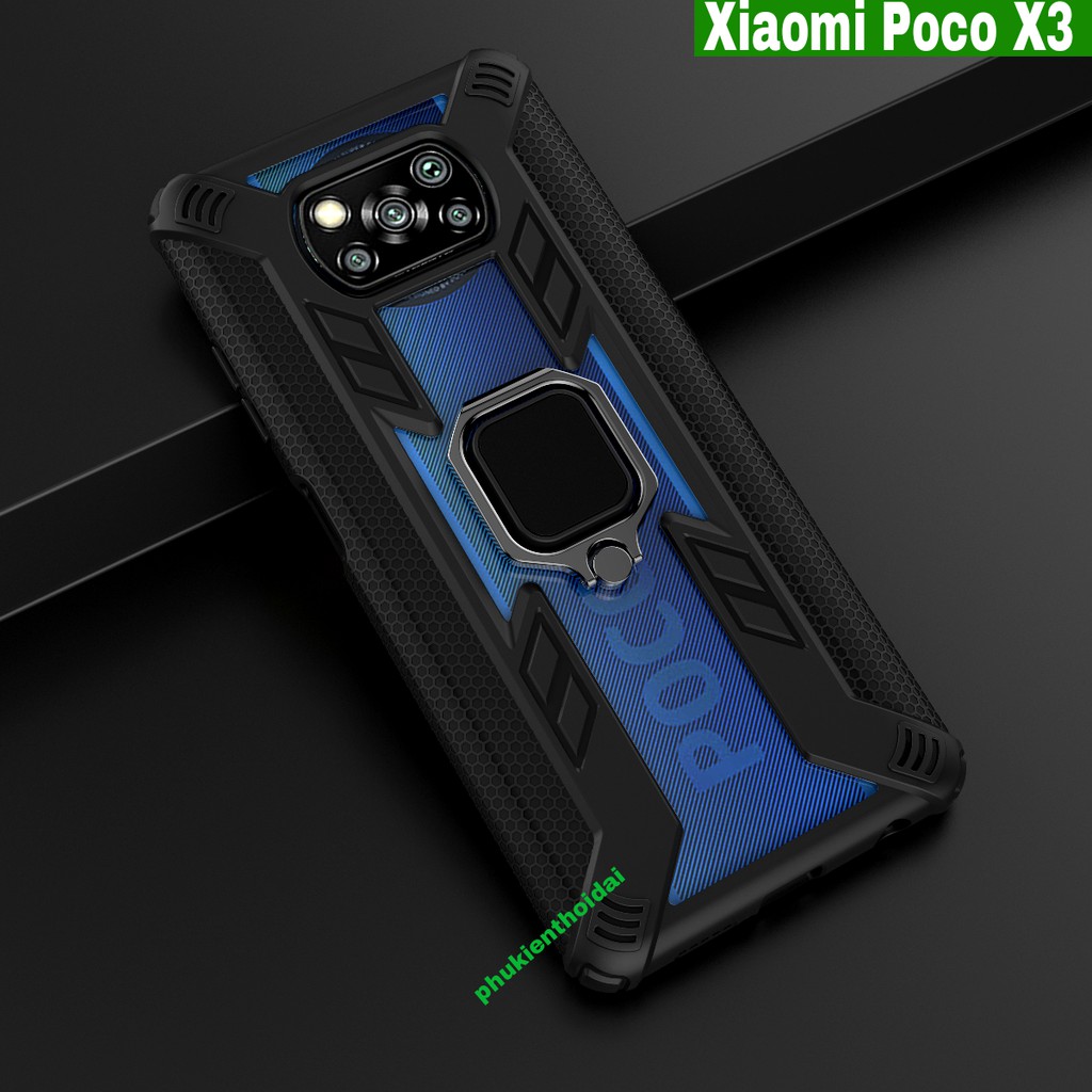 Ốp lưng Xiaomi Poco X3 chống sốc siêu nhân nhẫn hút Iring cao cấp
