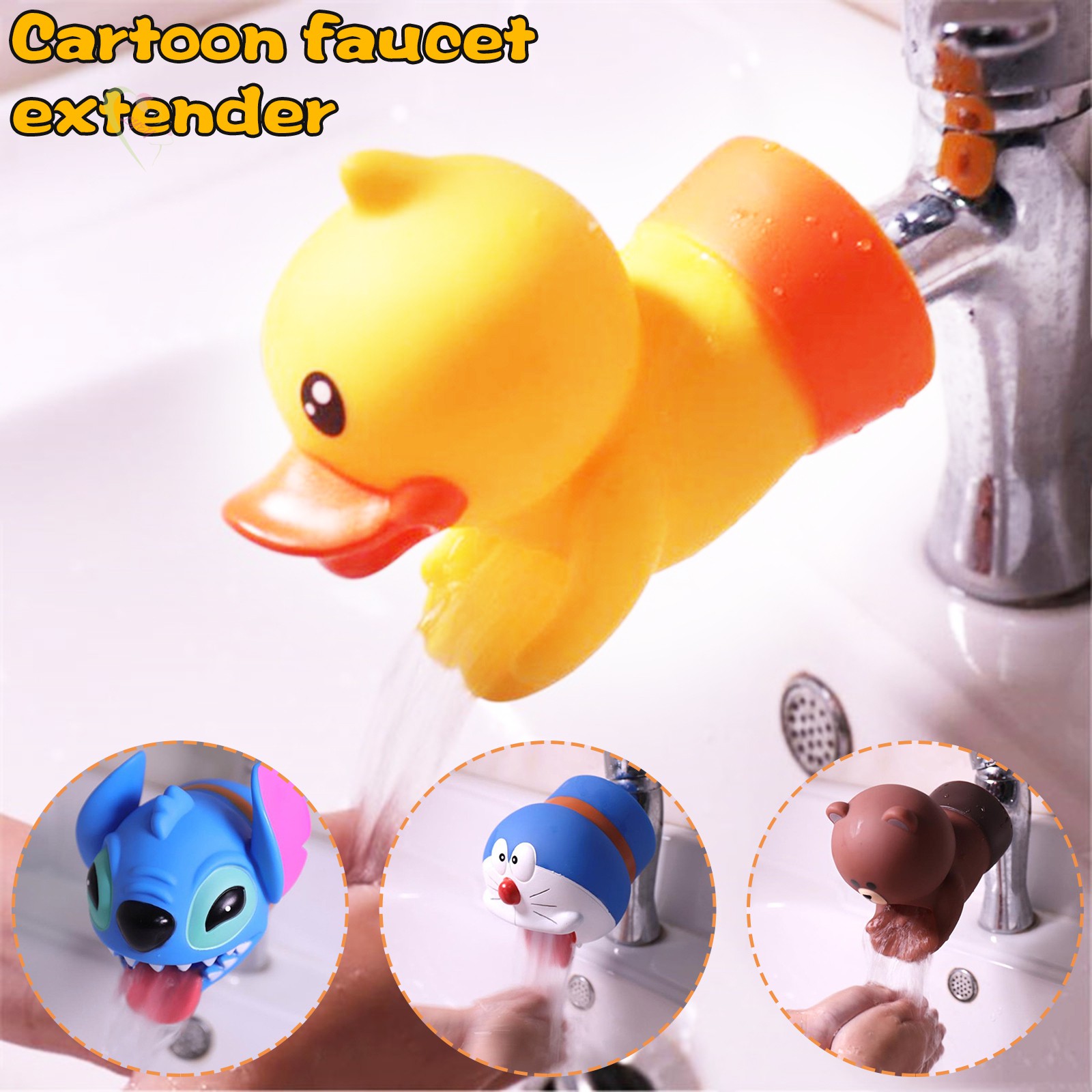 LE Cute Cartoon Shape Faucet Extender Water Saving Faucet Extension Tool For Kids Bathroom and Kitchen Supplies @VN