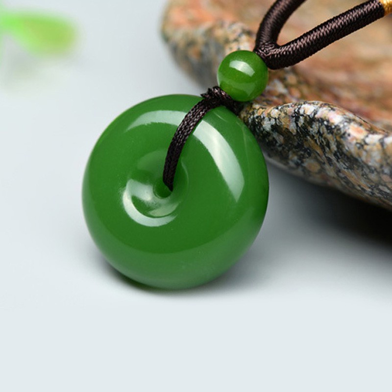 Mặt dây chuyền làm từ ngọc bích màu xanh lá cây tự nhiên thời trang dành cho nam và nữ