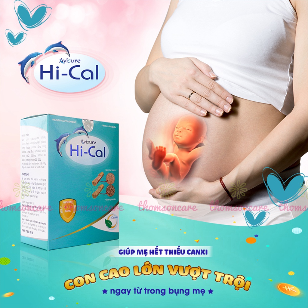 Bổ sung Canxi Nano dạng hữu cơ cho bà bầu và cho con bú, giảm tê tay chân - Avisure Hical Hộp 60 viên