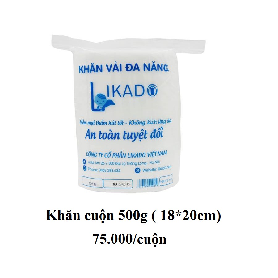 [LIKADO] Khăn vải khô đa năng likado 500g dạng cuộn kích thước (18x20)(330 tờ)(3 gói)