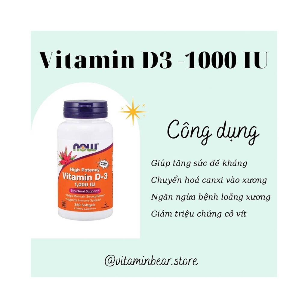 Vitamin D3 now 1000 IU 360 viên