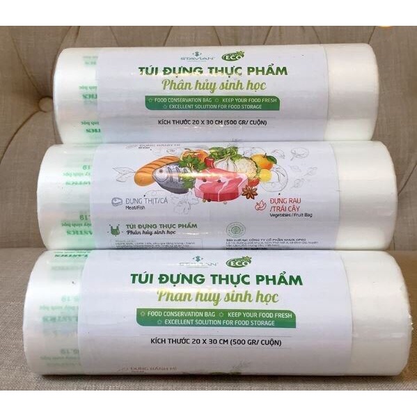 Túi Đựng Thực Phẩm Tự Phân Huỷ Sinh Học ECO Green Eco cuộn 500g 20*30cm, 25*35cm, 30*40cm