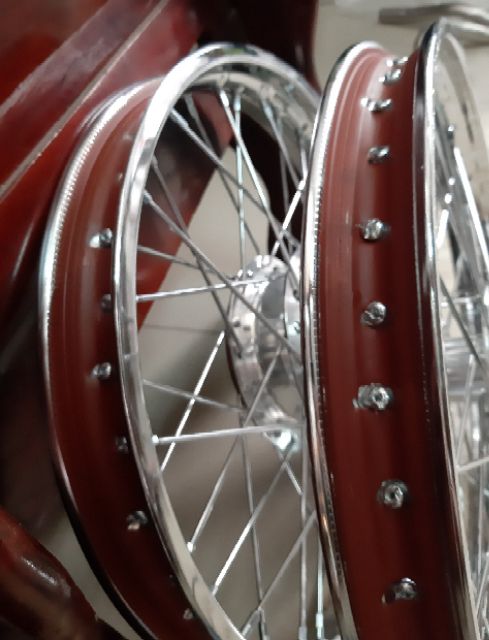 Bánh căm RAIDER SATRIA niềng union căm đùm mạ crom kèm 2 đĩa rút căm sẵn gắn như zin