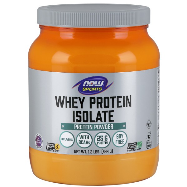 Thực phẩm bảo vệ sức khỏe Now sports Whey Protein Isolate có axit amin làm tăng hấp thụ cho người luyện tập hộp 544 Gram