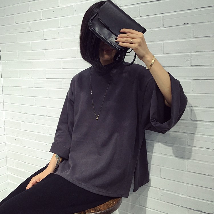 Áo Thun Tay Lỡ Màu Trơn Thời Trang Thu Đông Hàn Quốc | BigBuy360 - bigbuy360.vn