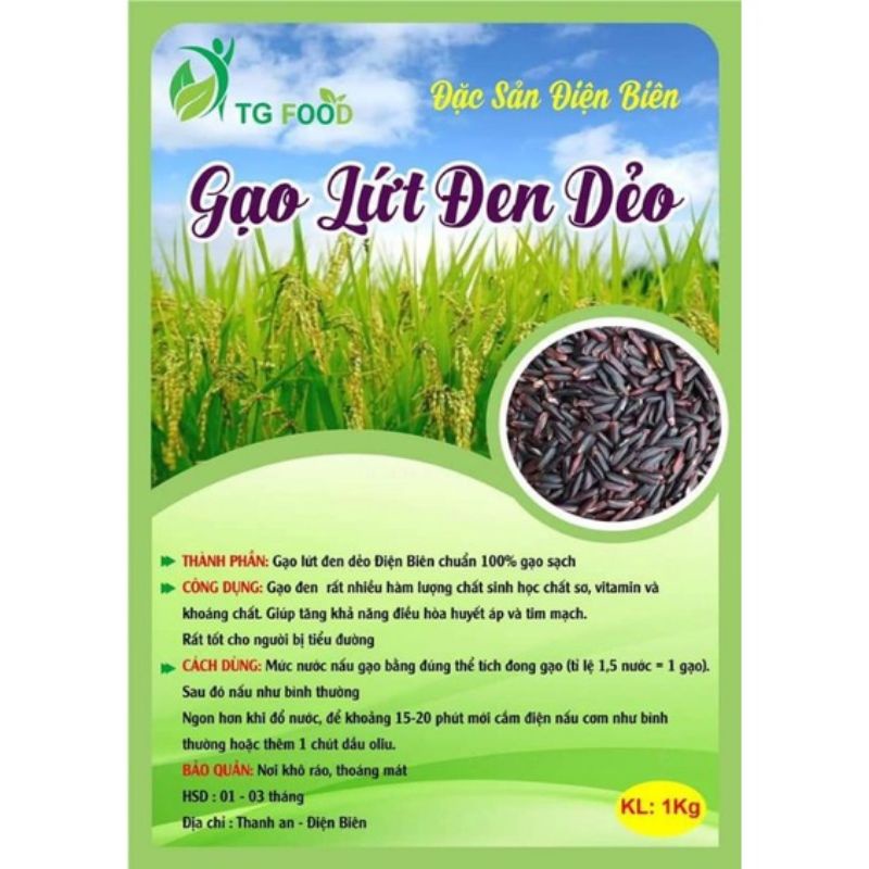 Gạo Lức Đen Điện BiênThơm Dẻo Ngọt (Túi 1kg)