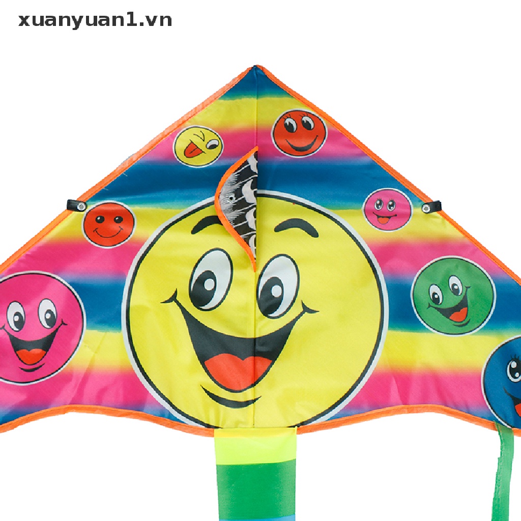 1 Bộ Diều Bay Thể Thao Ngoài Trời Hình Mặt Cười 80 * 45cm Có Tay Cầm 50m