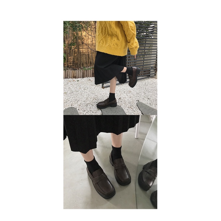 Small Leather Shoes Female Retro British Wind 2021 Spring New Korean Version Of The Plus Velvet Black Laoff Shoes Thick