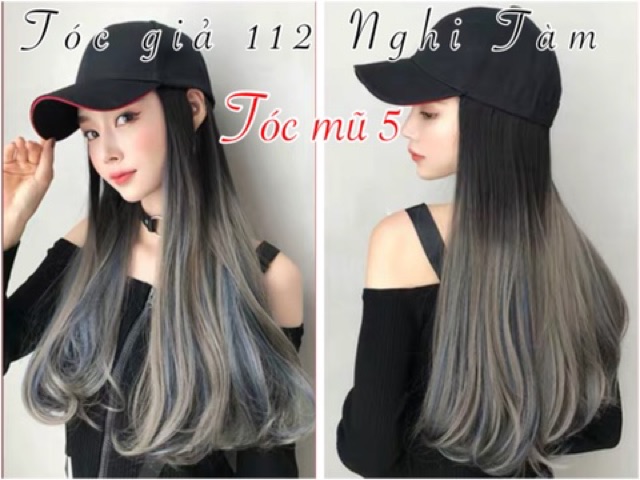Tóc kèm mũ len , mũ lưỡi chai