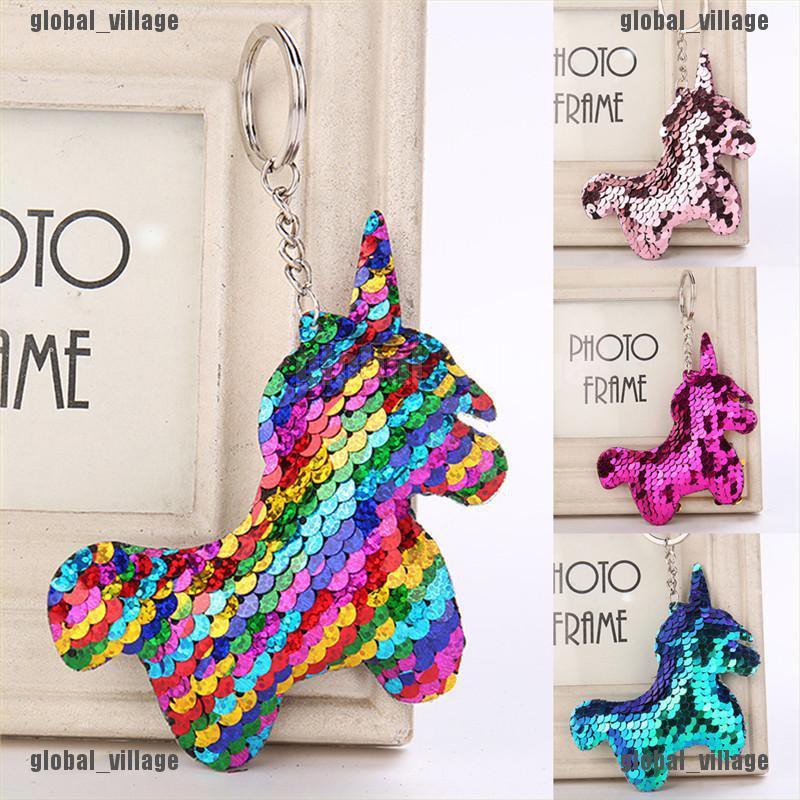 Móc khoá ngựa Unicorn sequins phụ kiện túi xách túi cầm tay