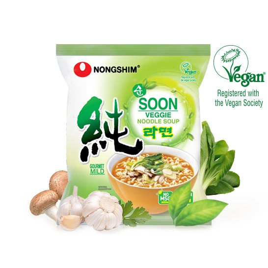 [Mã 154FMCGSALE giảm 8% đơn 500K] Lốc 5 Gói Mì chay Soon Veggie Nongshim 112g