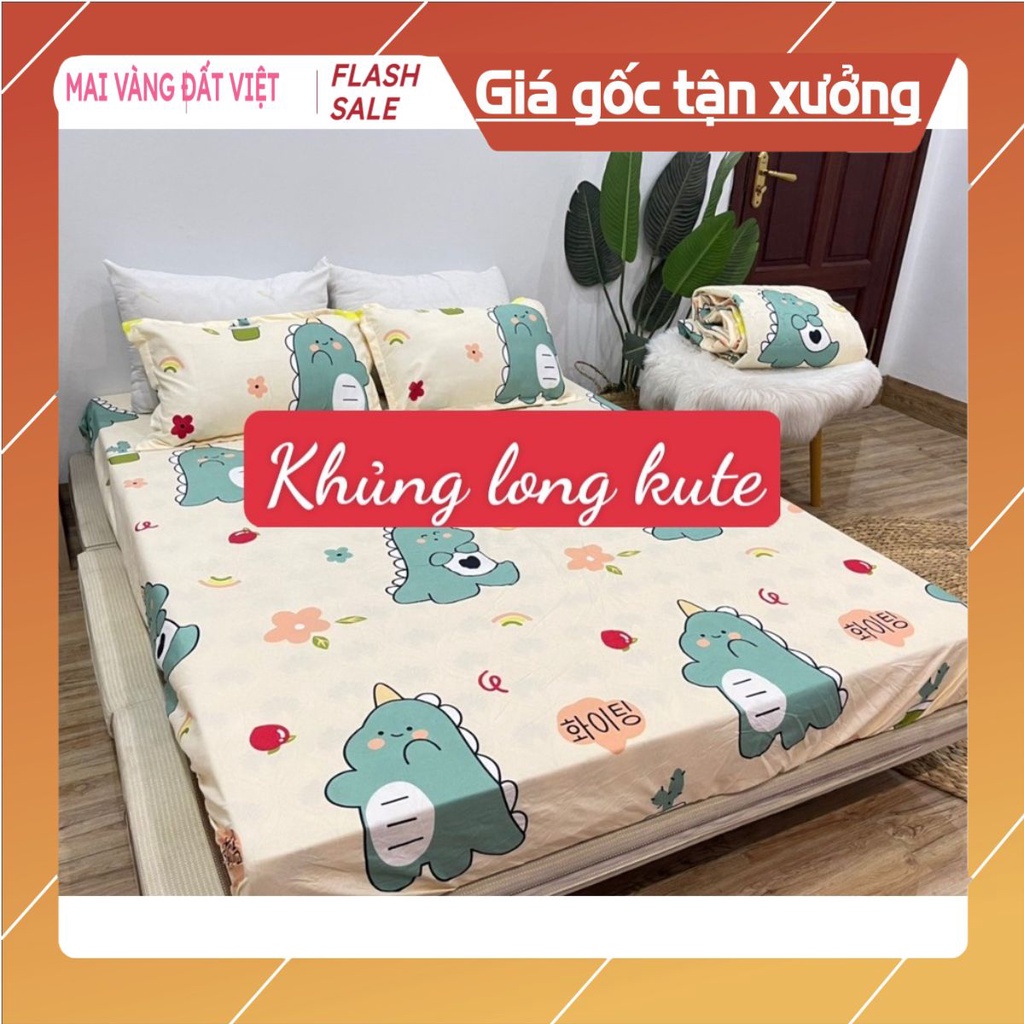 Bộ Ga Gối Poly 1M8 Bộ 3 Món-Được chọn mẫu[khủng long kute]