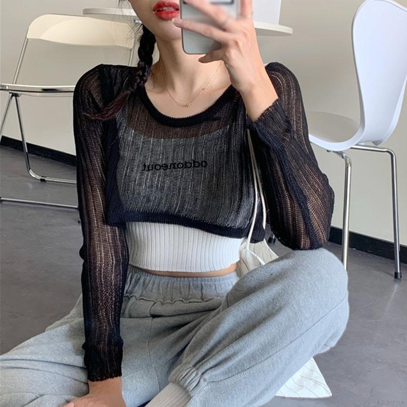 Áo Thun Dài Tay Xuyên Thấu Gợi Cảm Dành Cho Nữ | BigBuy360 - bigbuy360.vn