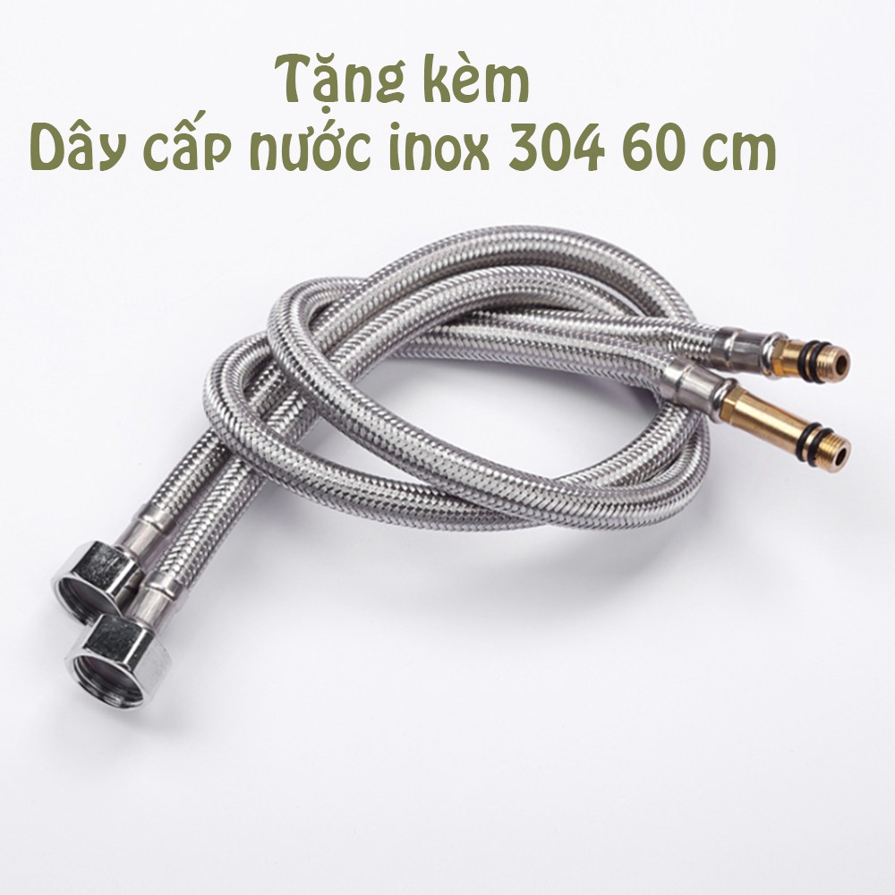 Vòi Rửa Chén Nóng Lạnh cao cấp Inox 304 vuông, Vòi Rửa Bát - Tặng 02 dây cấp nóng lạnh