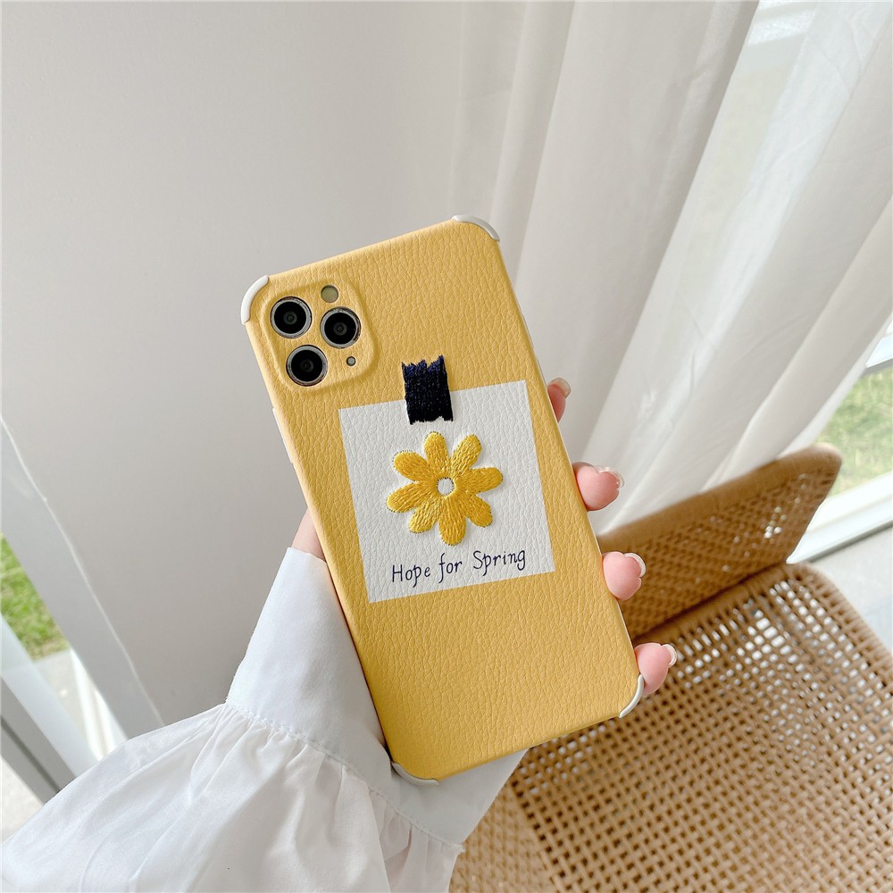 Ốp Điện Thoại Da Thêu Hình Hoa Cúc Cho iPhone 14 13 12 Pro Max 11 X XR XS Max 7 8 Plus