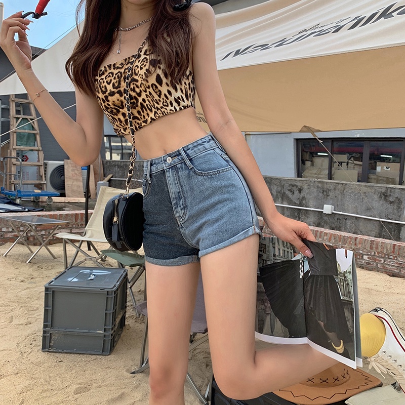 Quần Short Denim Lưng Cao Thời Trang Hàn Quốc Quyến Rũ Cho Nữ