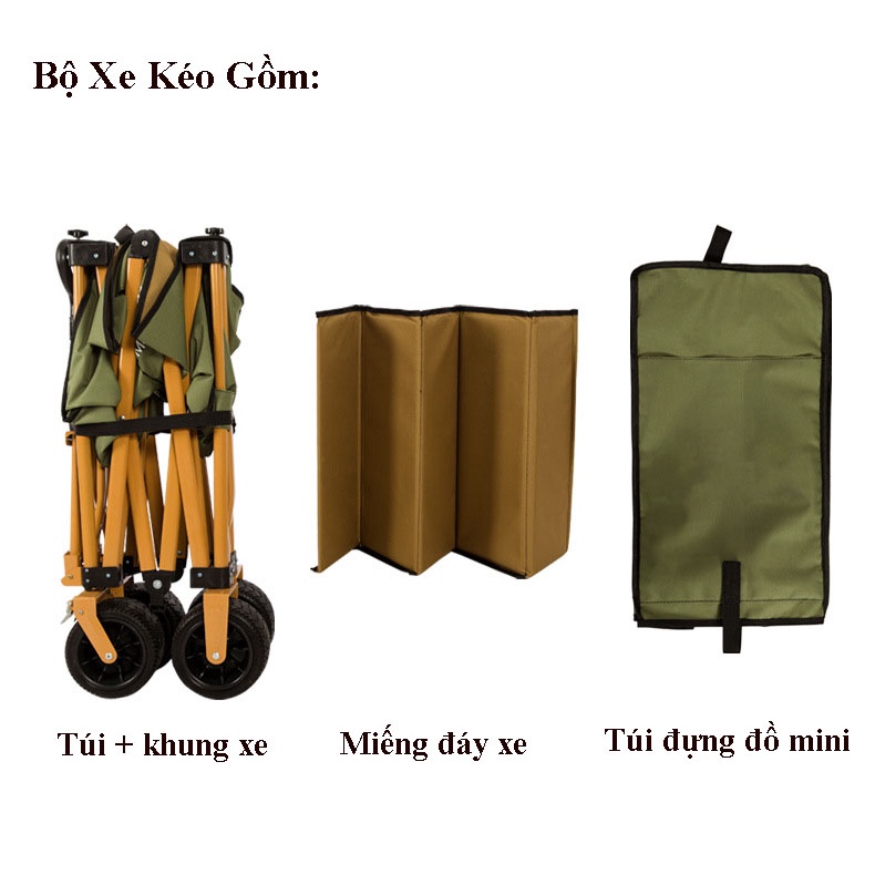 Xe Kéo Gấp Gọn Dã Ngoại Mountainhiker - Xe Đẩy Cắm Trại Du Lịch Đường Trường Bánh Xe Bản Lớn Dễ Di Chuyển