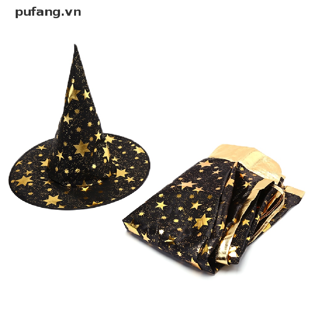 Bộ 2 Áo Choàng Và Nón Hóa Trang Phù Thủy Halloween Cho Bé