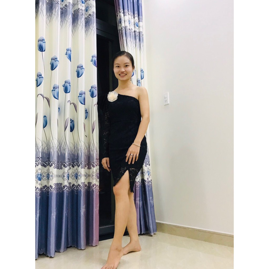 VÁY REN ÔM BODY LỆCH VAI KẾT HOA THANH LỊCH THỜI TRANG THIẾT KẾ VESTA R070