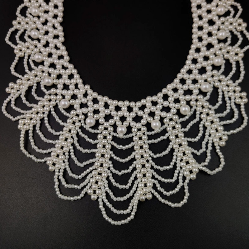 Vòng Cổ Choker Đính Hạt Ngọc Trai Giả Hình Cánh Hoa Cho Nữ