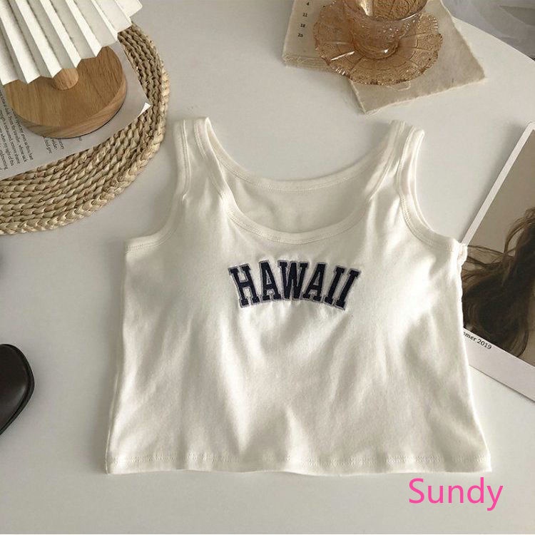 Áo Hai Dây In Chữ Có Mút Đệm Ngực Thời Trang Mùa Hè Quyến Rũ Dành Cho Nữ