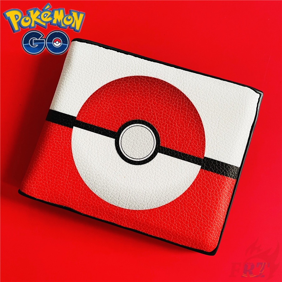 ❀ Ví Ngắn Hình Quả Bóng pokemon go - Pokeball & pikachu ❀ 1 Ví Gấp Da pu Thời Trang