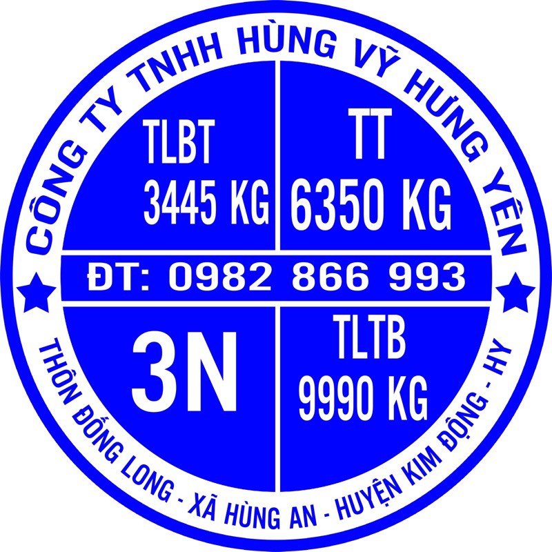 DECAL TẢI TRỌNG- BIỂN SỐ SƯỜN XE