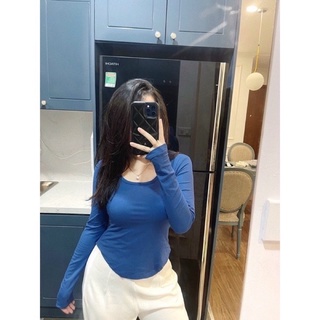 Áo Thun Nữ Tay Dài Vạt Bầu Chất Len Gân Co Giãn Ôm Dáng Thời Trang CinZy SG