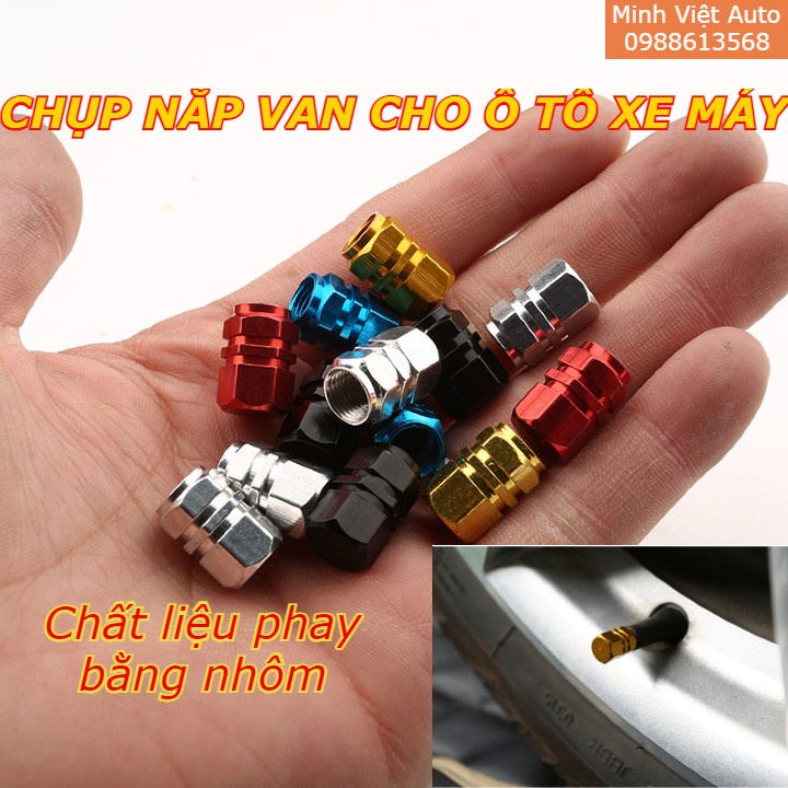 Bộ 4 nắp van ô tô xe máy đúc bằng nhôm cao cấp