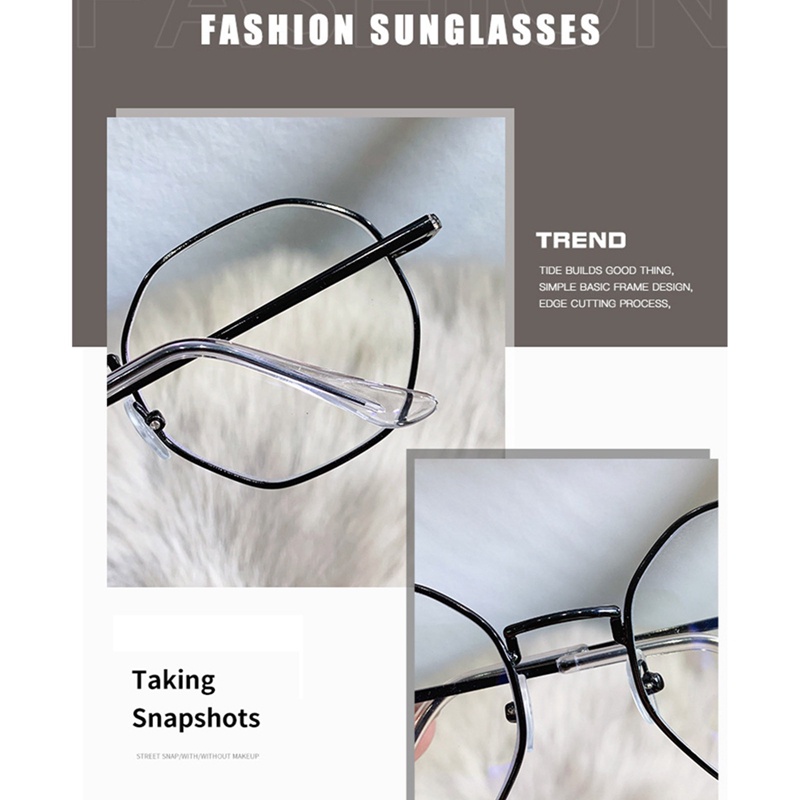 Ygt Kính Mắt Gọng Kim Loại Tròng Đa Giác Chống Ánh Sáng Xanh Thời Trang Thoải Mái Cho Nam Và Nữ