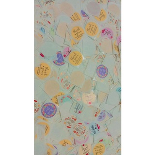 Ảnh thật, combo 10 sticker cảm ơn lộn xộn