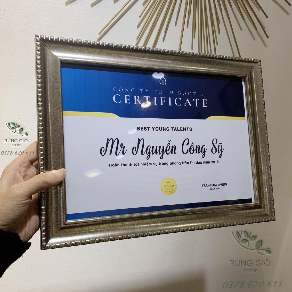 1 KHUNG BẰNG KHEN Bạc A4 lõm bản 4 sang trọng, ảnh thật