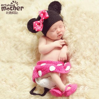 Set Đồ Chuột Minnie Cho Bé Sơ Sinh Chụp Ảnh quần áo miomio sơ sinh trẻ em bộ bé trai quần trắng áo lullaby áo khoác lông