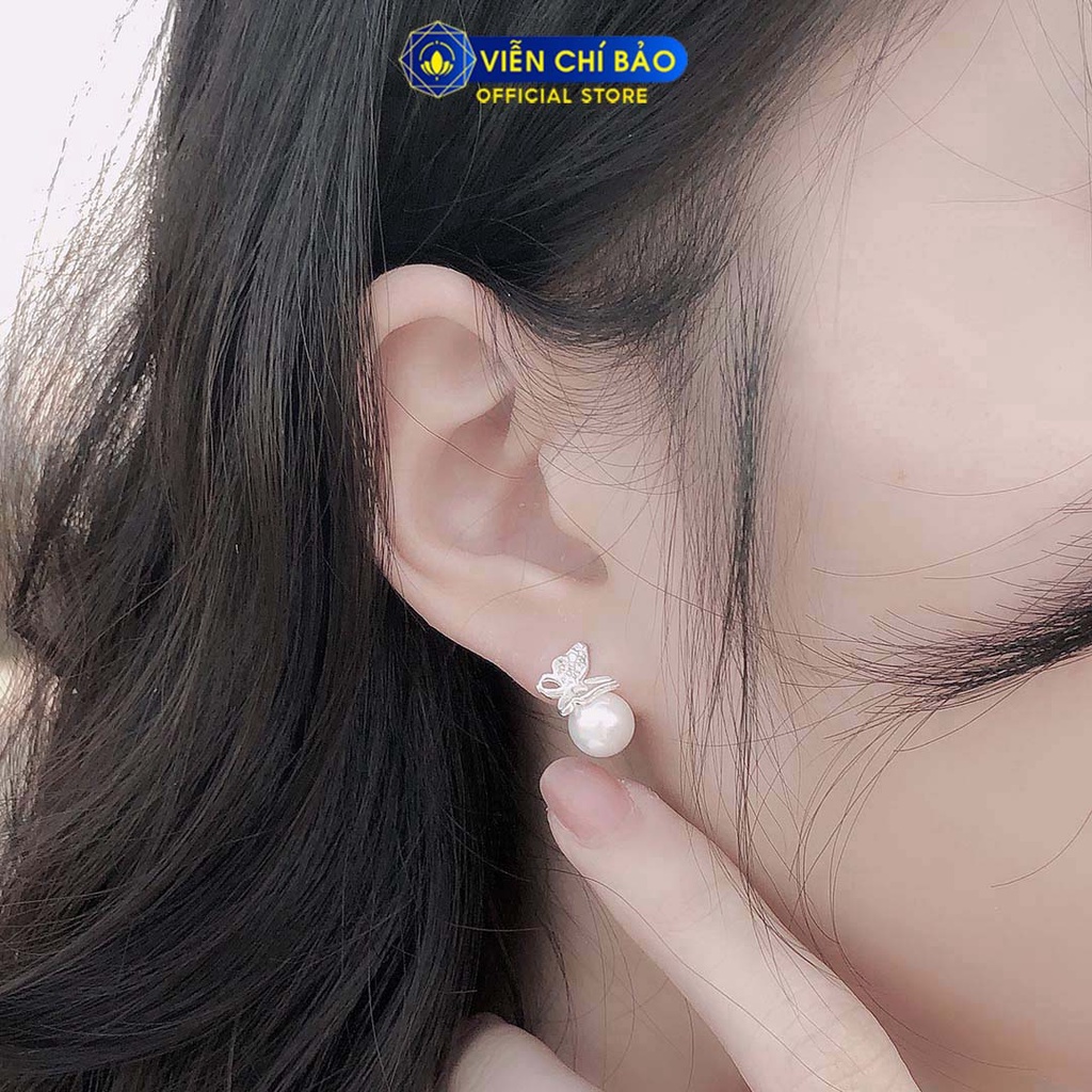 Bông tai bạc nữ hồ điệp hạt châu chất liệu bạc 925 thời trang phụ kiện trang sức nữ thương hiệu Viễn Chí Bảo B400124