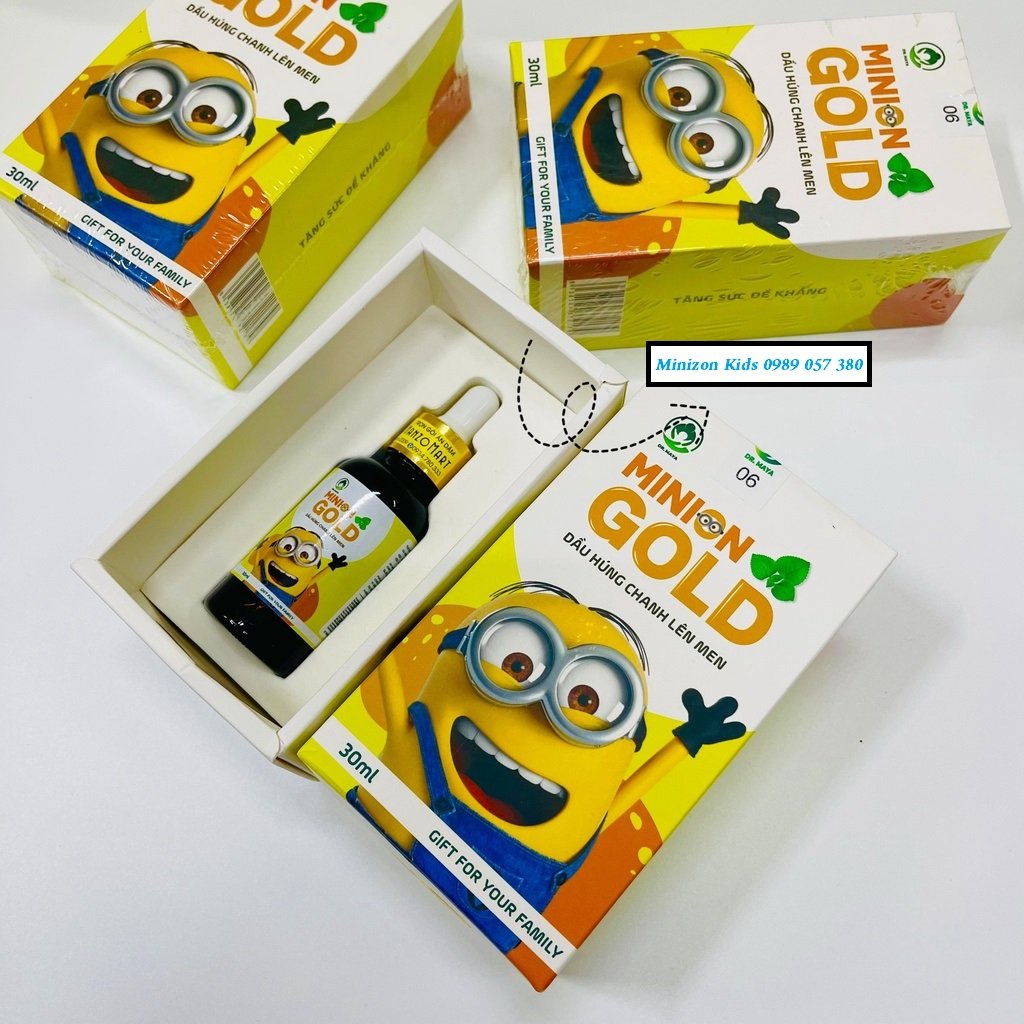 Tinh dầu húng chanh lên men Minion Gold 30ml giảm ho, khò khè, tăng đề kháng cho bé