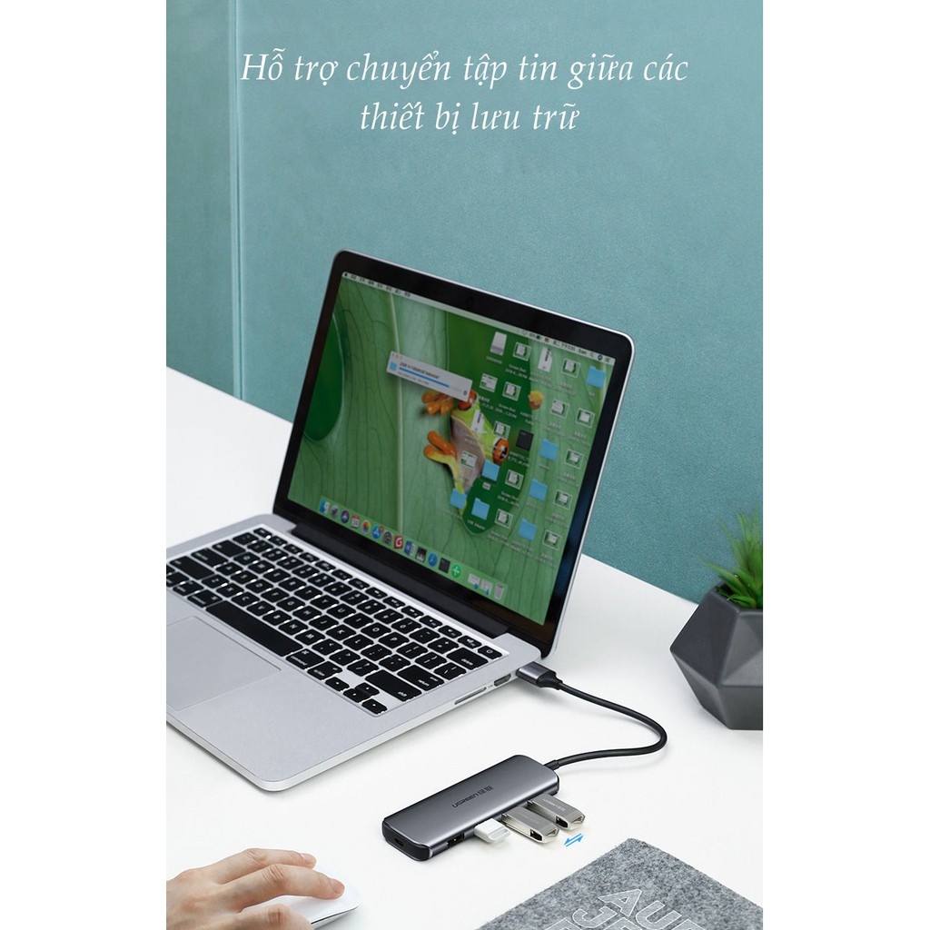 Bộ chia USB 3.0 ra 4 cổng UGREEN 50768 vỏ nhôm, dài 15cm, hỗ trợ đọc ổ cứng HDD, SSD lên tới 6TB | BigBuy360 - bigbuy360.vn