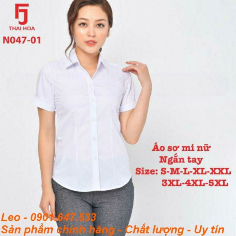 Áo Thái Hòa màu trắng chất vải đẹp có vải trơn và sọc