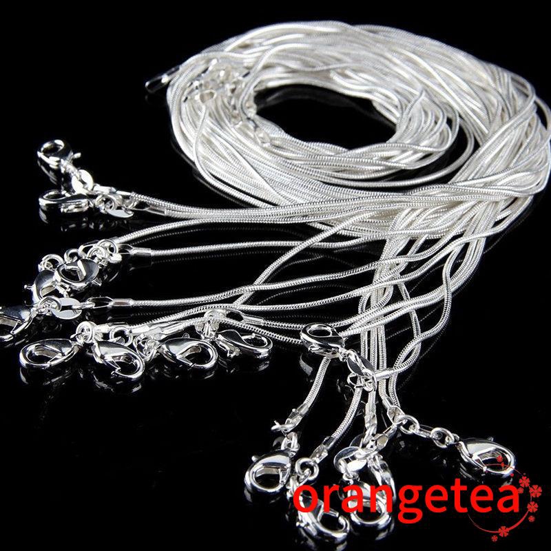 Dây chuyền mạ bạc 925 thiết kế thời trang rộng 1mm dài 16-30inch