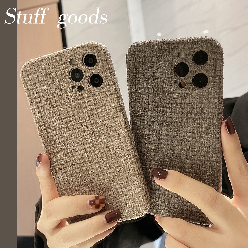Ốp điện thoại vải flannel thời trang mùa đông cho IPhone 13 12 11 Pro XS Max XR X 7 8 Plus SE