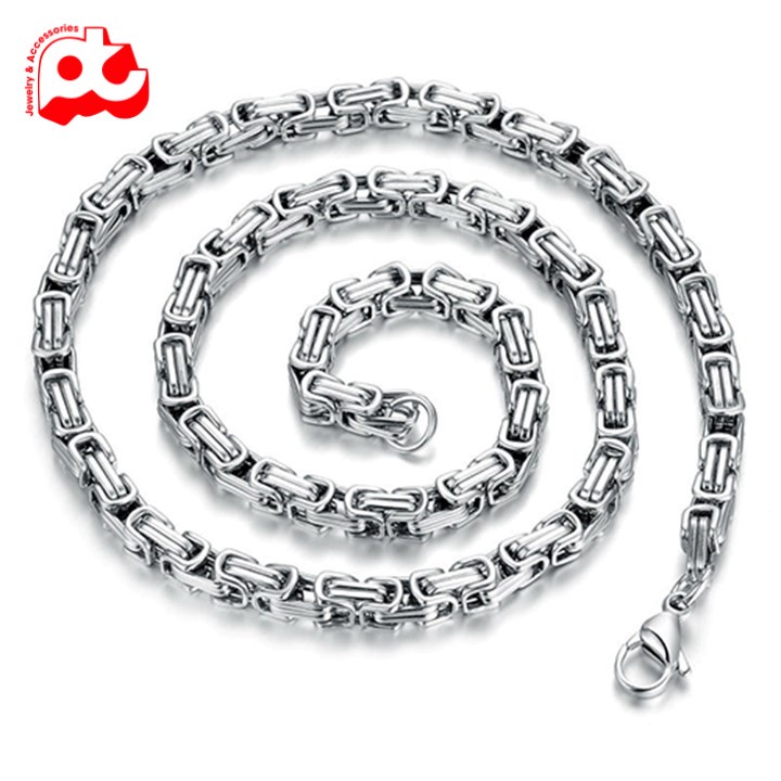 Dây chuyền nam thép không gỉ titan cao cấp đẹp sang trọng ziczac PT JEWELRY kích cỡ 5mm màu trắng PTDCNA25