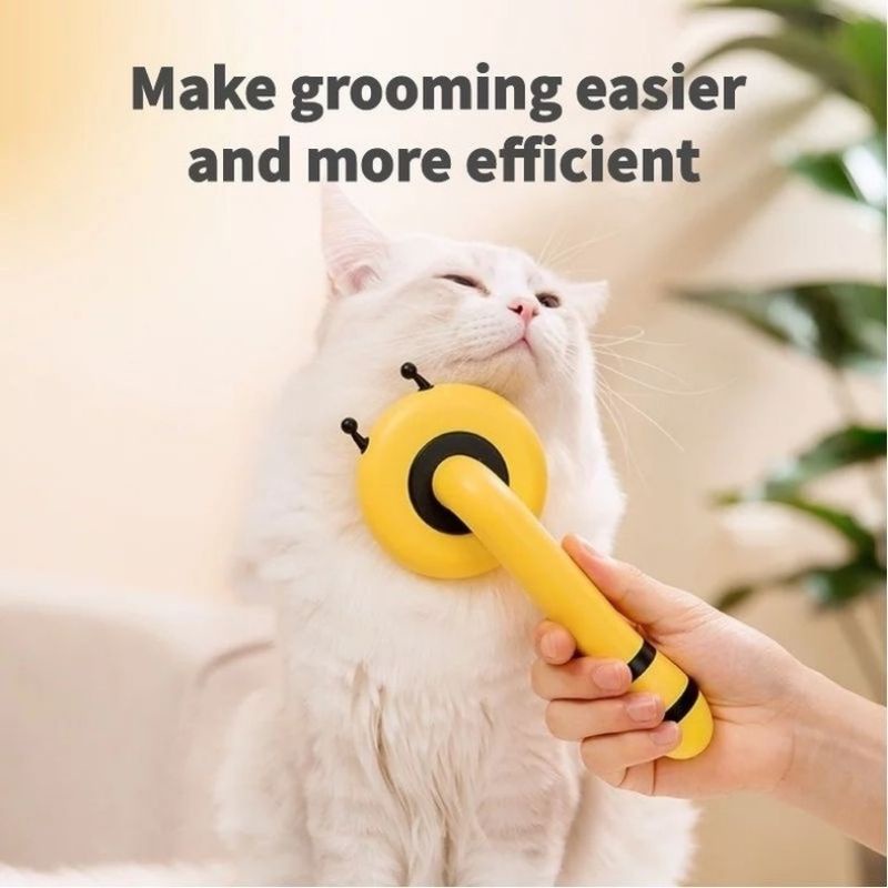 Lược chải lông cho chó mèo có nút bấm Honey Bee cute - Lược chải lông có nút bấm cao cấp cho chó mèo hình Ong dễ thương